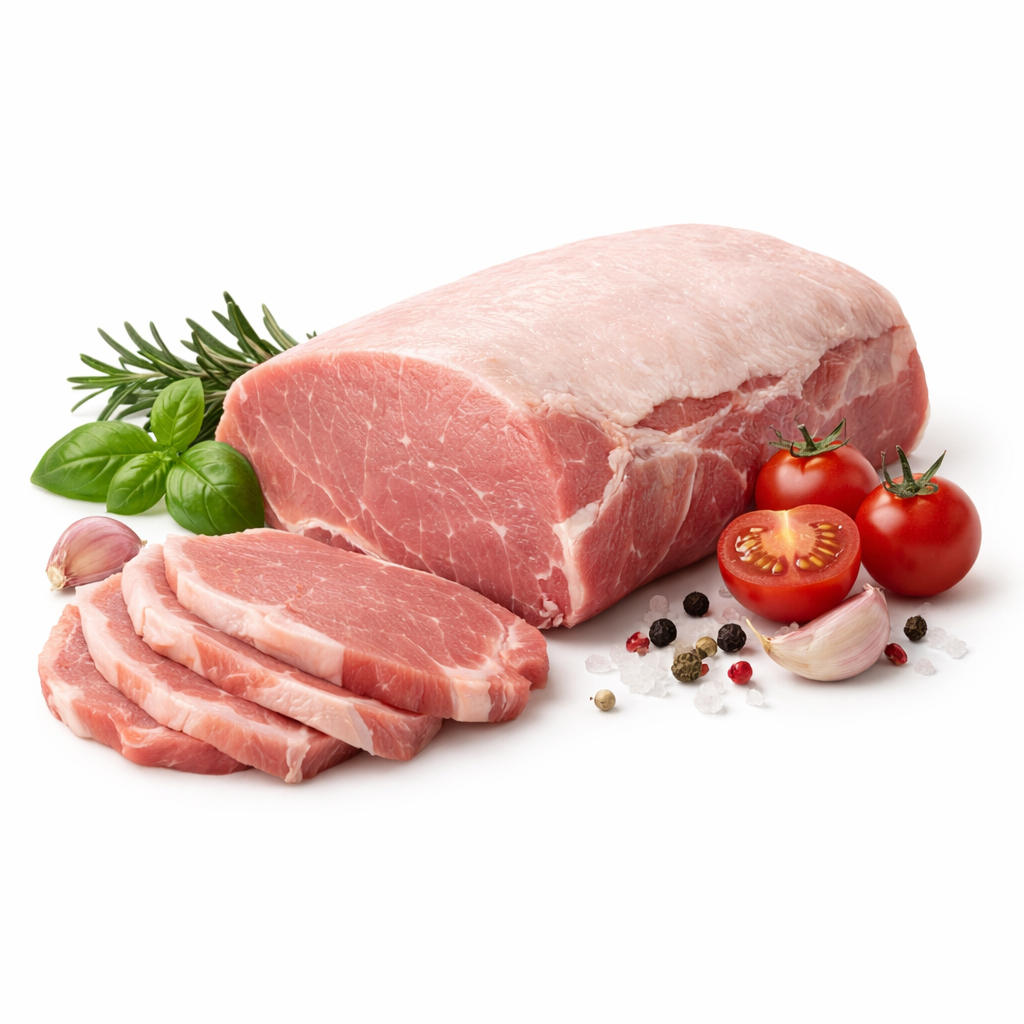 Lombo de porco com ervas e vegetais